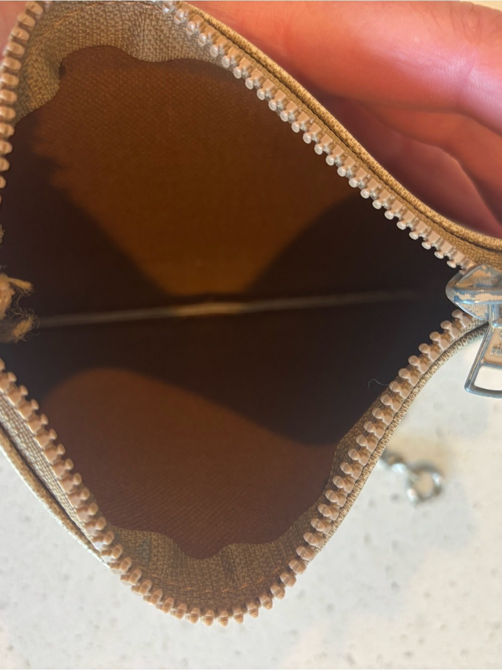 Celine Tan Monogram Canvas Wristlet with Chain Strap - Picture 4 of 9